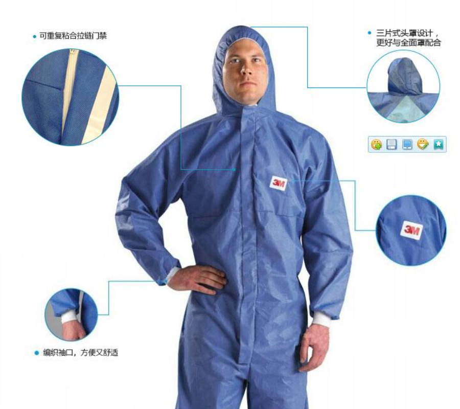 蓝色带帽连体防护服L